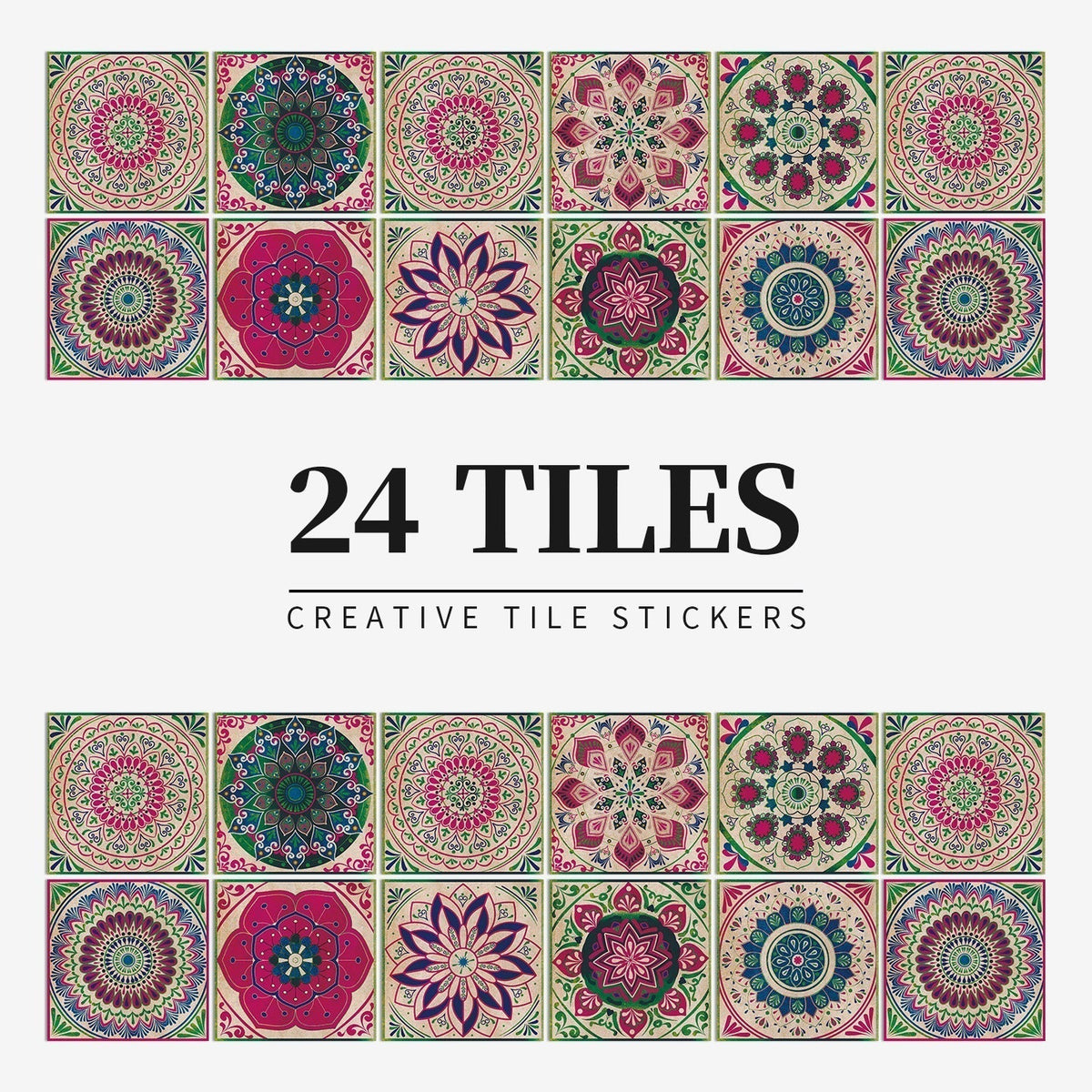 24-teiliges europäisches Mandala-Fliesen-Set — Dekor mit künstlerischem Muster