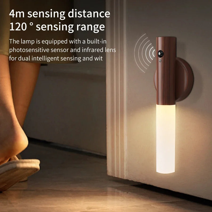 Wood Grain Motion Sensor Night Light with Magnetic Base | Filindra