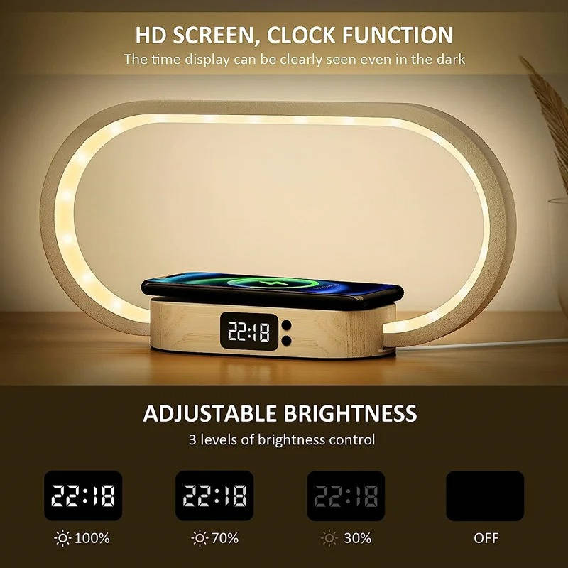 Relógio despertador com carregamento sem fios e luz noturna | Filindra