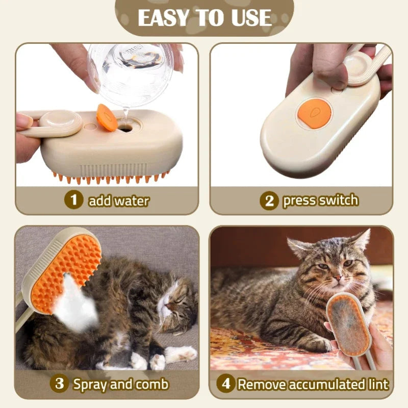 3-in-1 Pet Steam Grooming Brush | Filindra