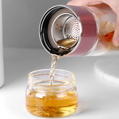 Infusor de té de vidrio de borosilicato de doble capa, 430 ml | Filindra