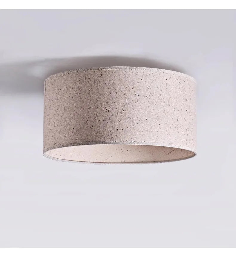 Kairo Ceiling Light With Cream Shade, Rice Paper And Wood