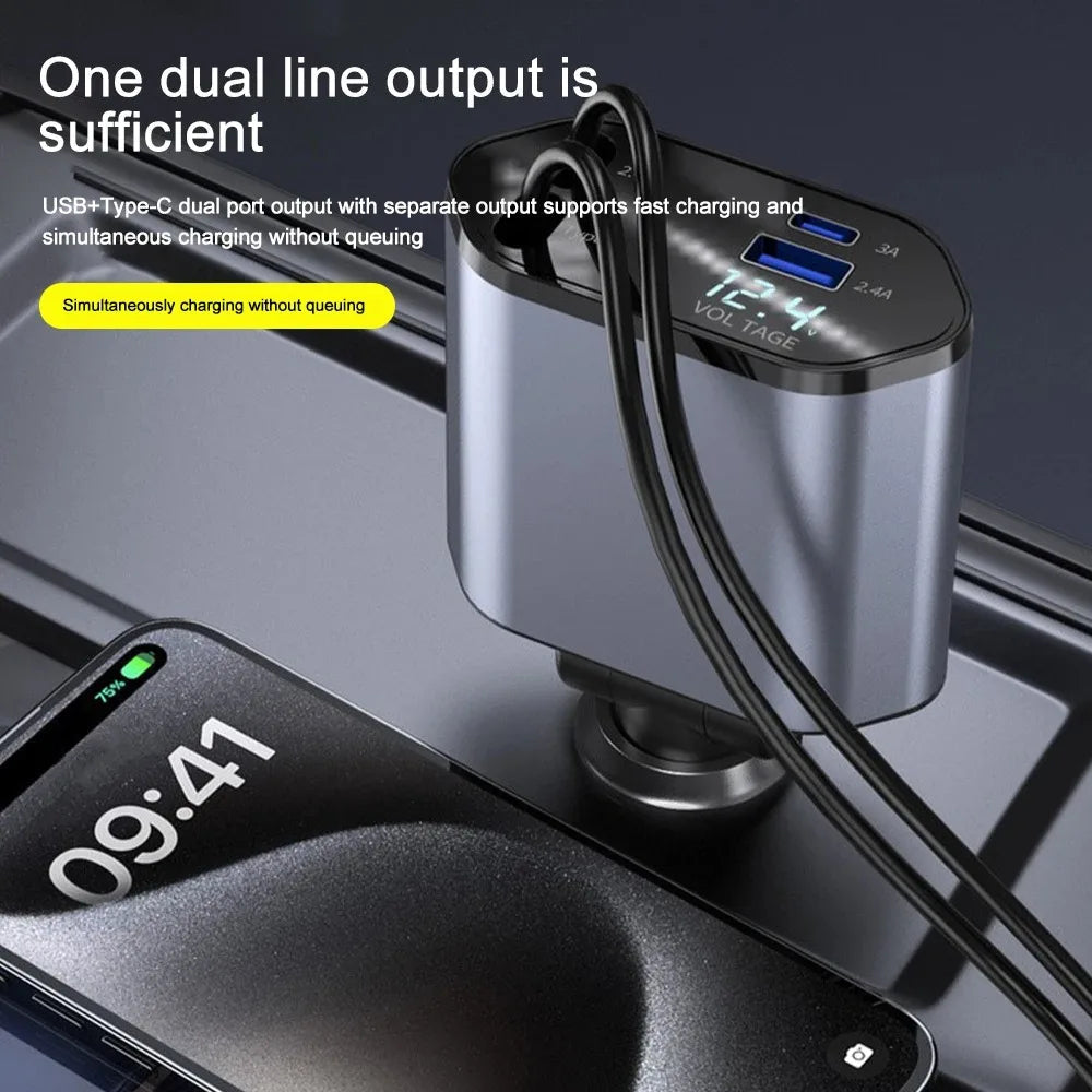120W Retractable Car Charger | Filindra