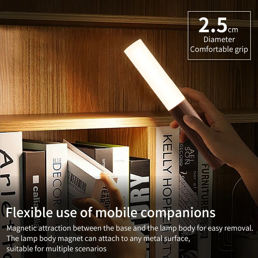 Wood Grain Motion Sensor Night Light with Magnetic Base | Filindra