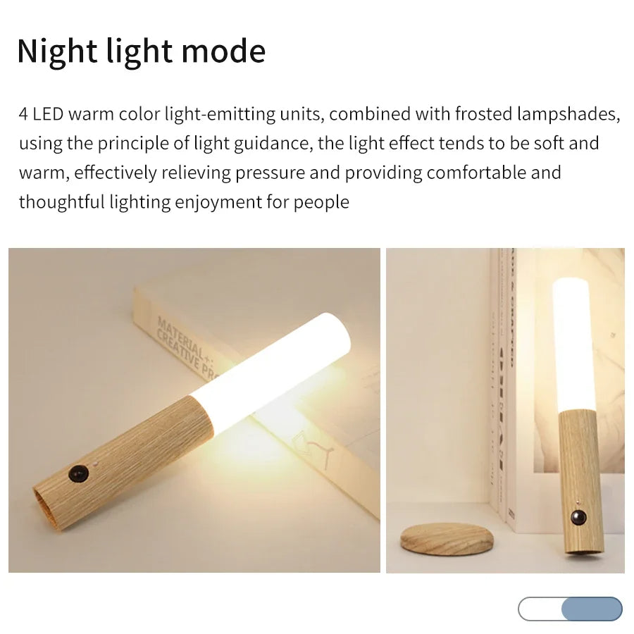Wood Grain Motion Sensor Night Light with Magnetic Base | Filindra