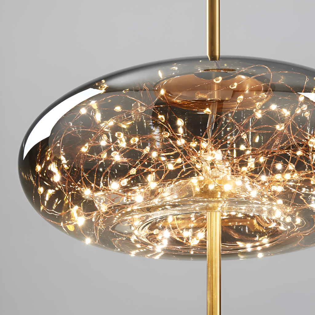FjordAura Nordic Pendant Light With Glass Globe And Gold Frame For Dining Rooms