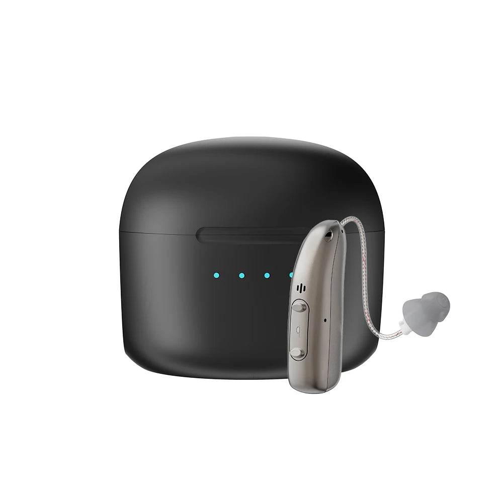 Nabíjecí sluchadla — Bluetooth, ovládání pomocí aplikace, čtyři režimy, redukce šumu