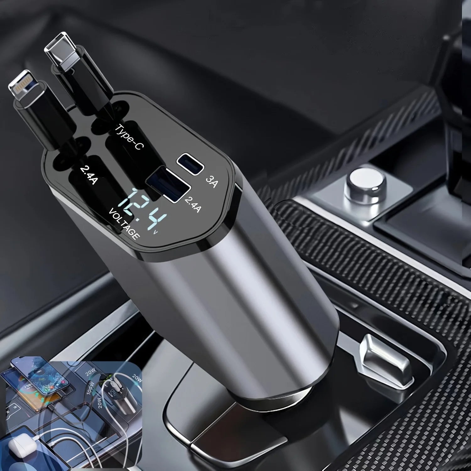 120W Retractable Car Charger | Filindra