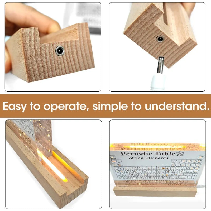 Acrylic Periodic Table with Wooden Light Base | Filindra