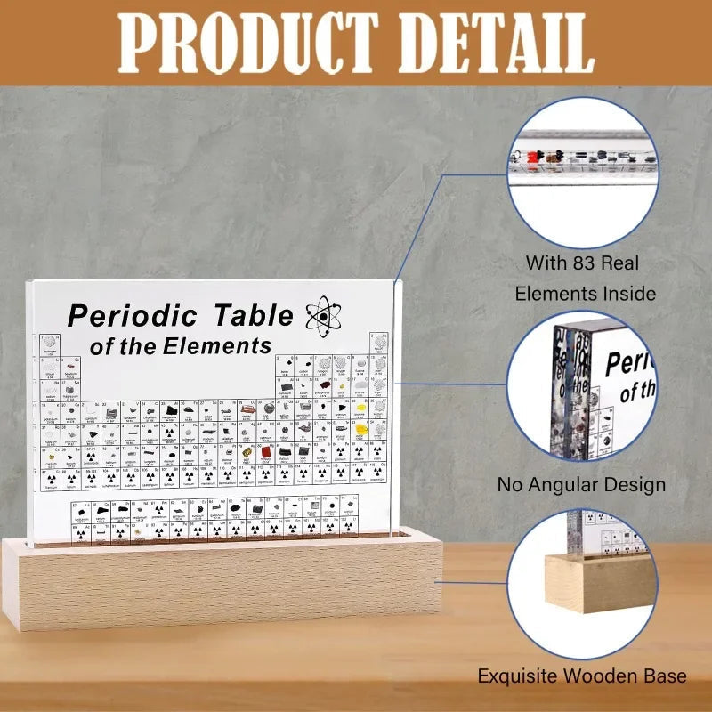 Acrylic Periodic Table with Wooden Light Base | Filindra