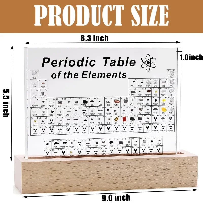 Acrylic Periodic Table with Wooden Light Base | Filindra