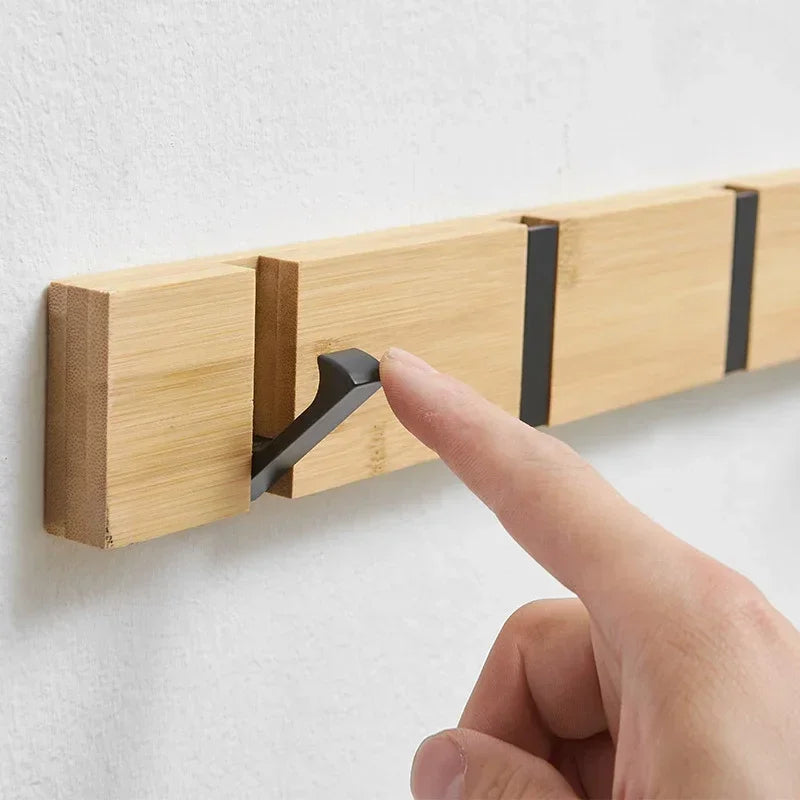 Wooden Wall-Mounted Coat Rack with Hidden Coat Hook | Filindra