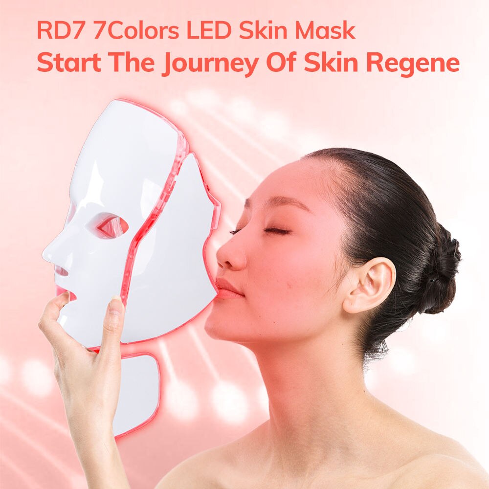 Rotlichttherapiemaske mit 7 Farben — LED-Behandlung für Gesicht und Hals