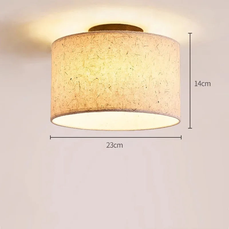 Kairo Ceiling Light With Cream Shade, Rice Paper And Wood