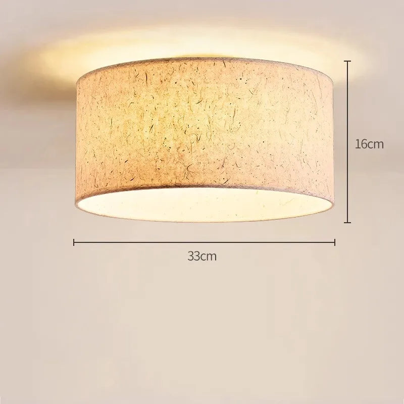 Kairo Ceiling Light With Cream Shade, Rice Paper And Wood