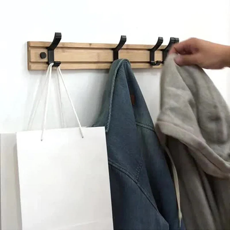 Wooden Wall-Mounted Coat Rack with Sliding Hooks | Filindra