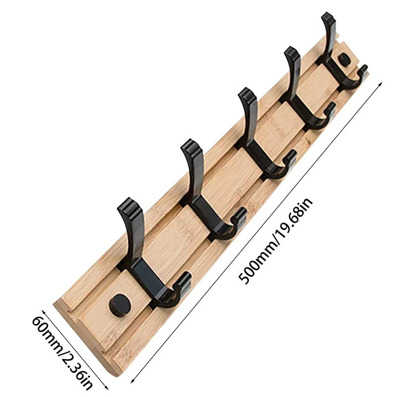 Wooden Wall-Mounted Coat Rack with Sliding Hooks | Filindra