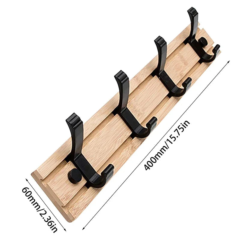 Wooden Wall-Mounted Coat Rack with Sliding Hooks | Filindra