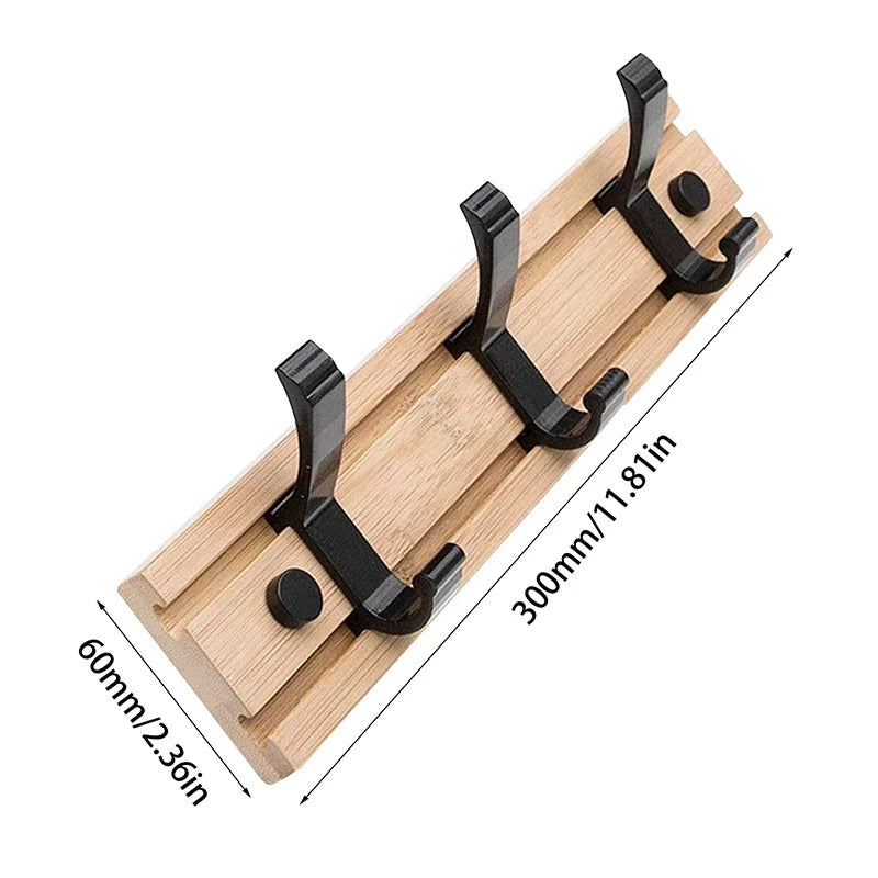 Wooden Wall-Mounted Coat Rack with Sliding Hooks | Filindra