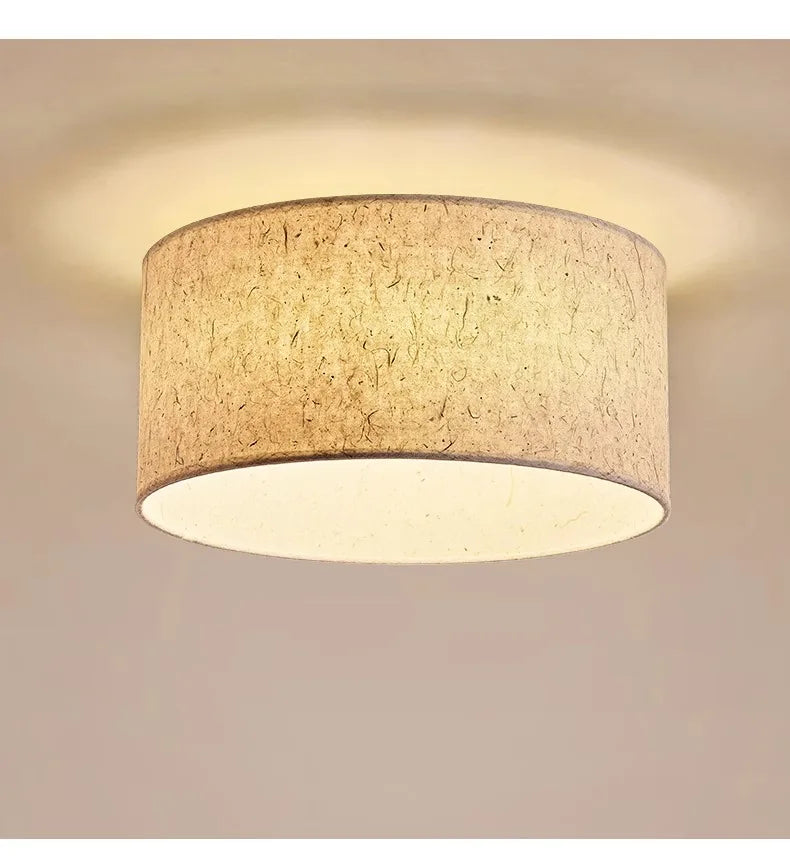 Kairo Ceiling Light With Cream Shade, Rice Paper And Wood