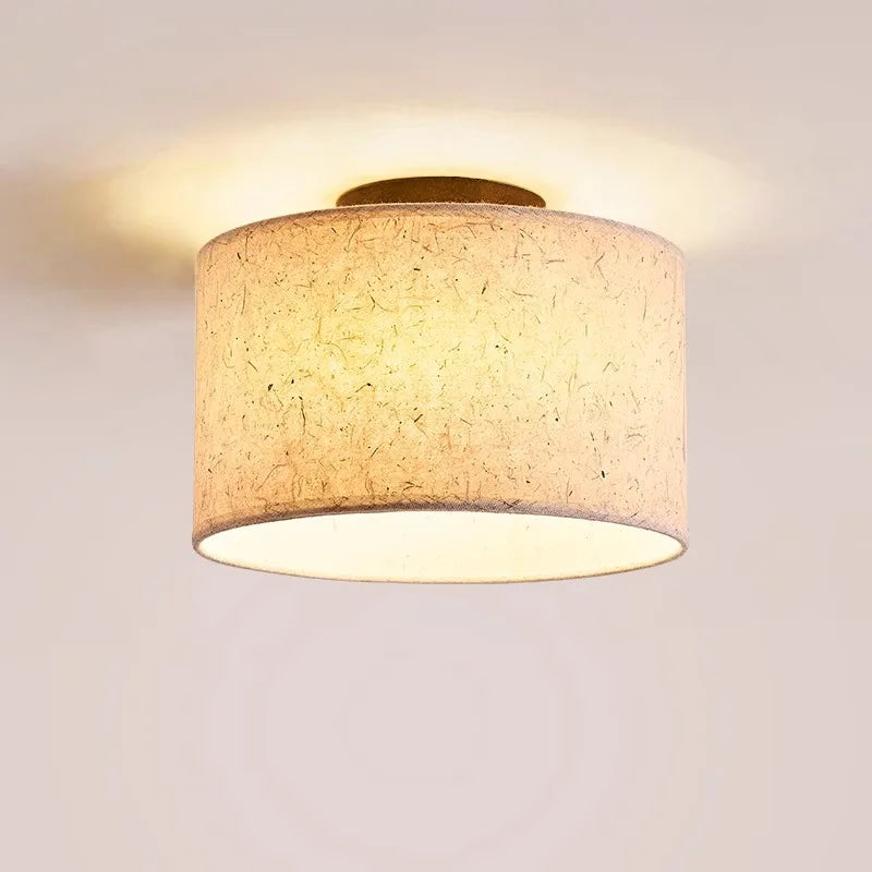Kairo Ceiling Light With Cream Shade, Rice Paper And Wood