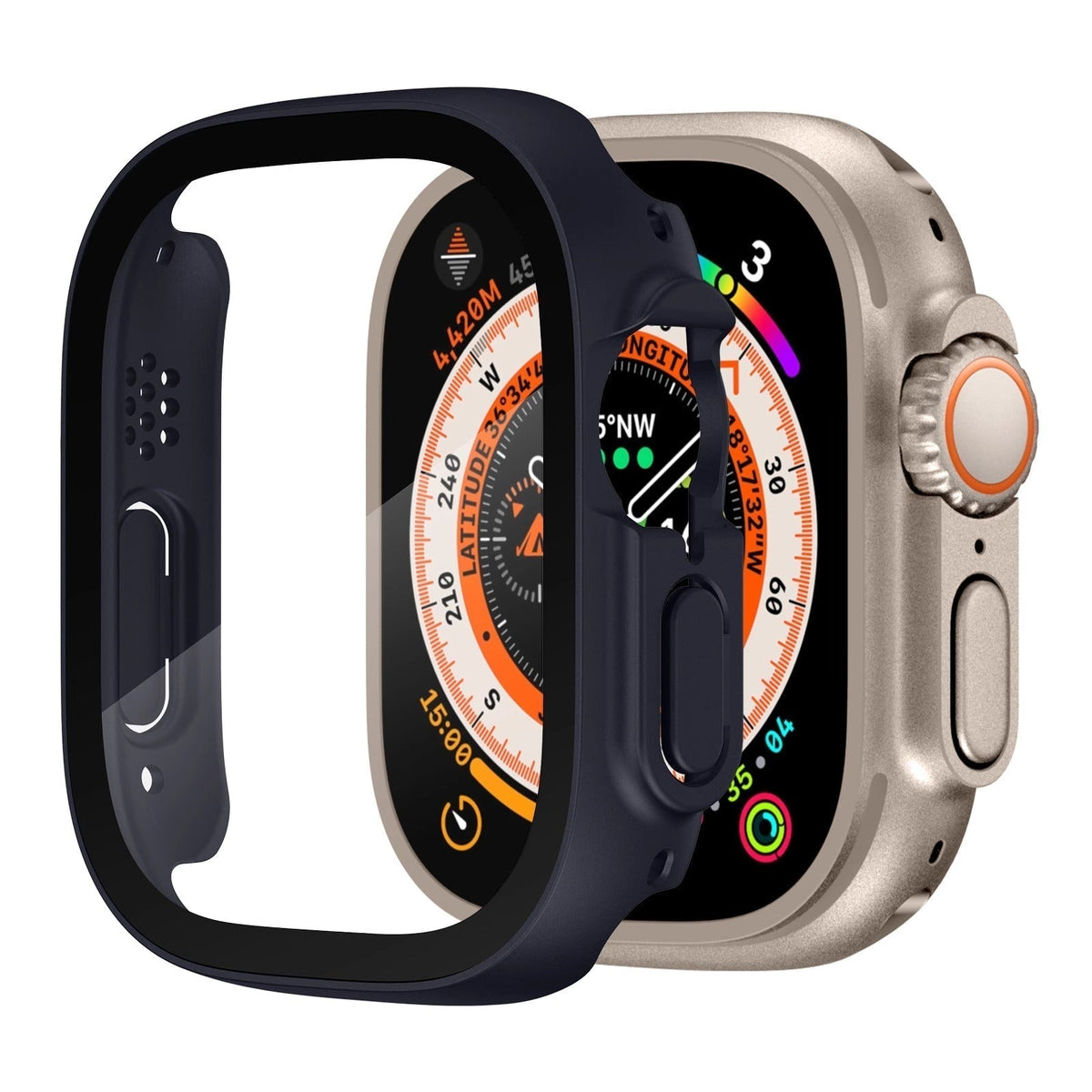 Apple Watch Ultra üveg képernyővédő tok — rápattintható, átlátszó