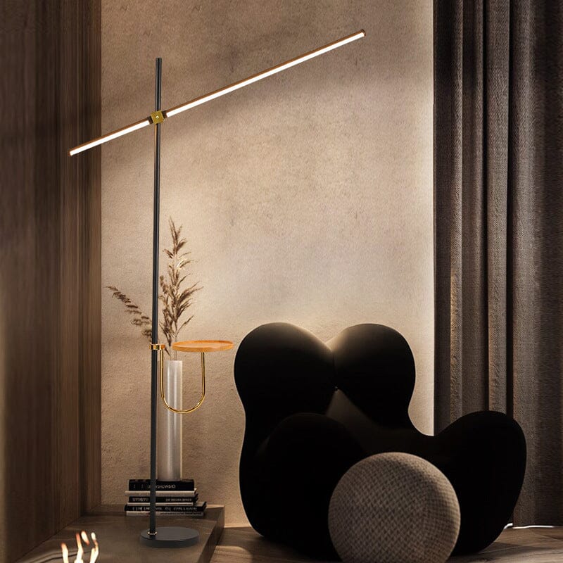 Elara 2-In-1 Linear Floor Lamp With Built-In Table And Smart Features