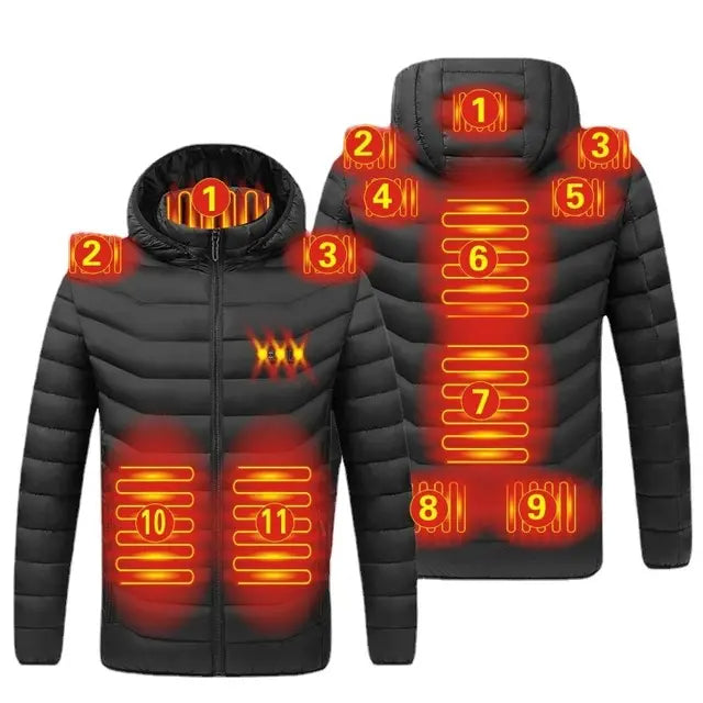 Veste à capuche chauffante électrique à 11 zones — Chaleur hivernale
