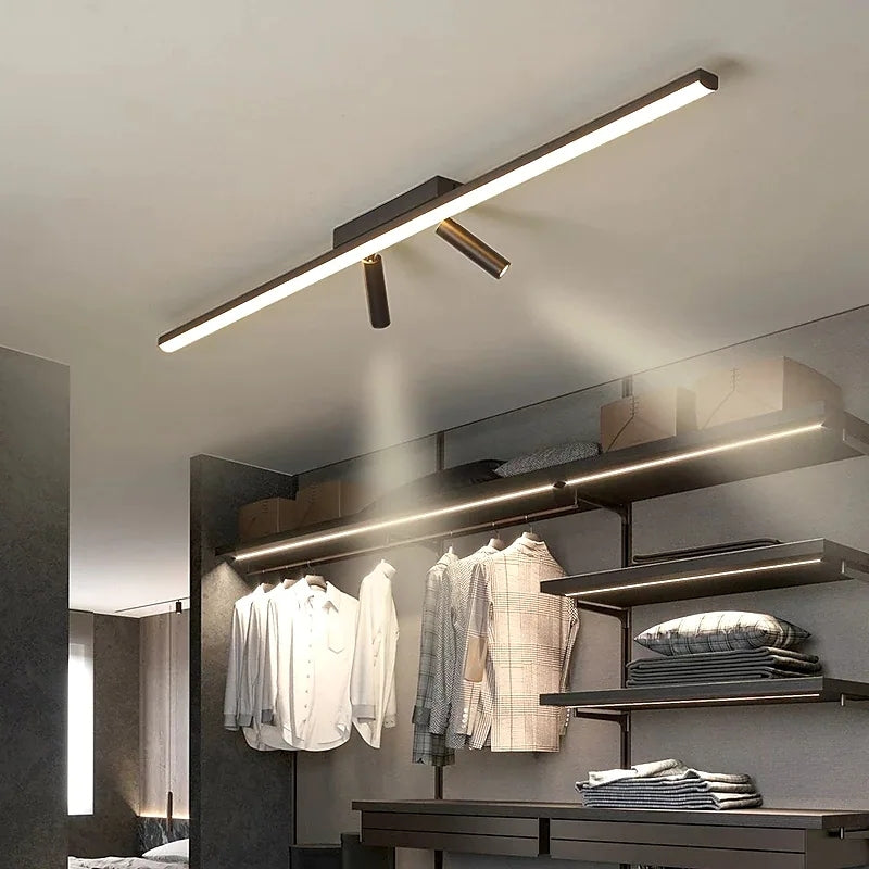 80–100cm Black Linear LED Ceiling Light — Adjustable Spotlights