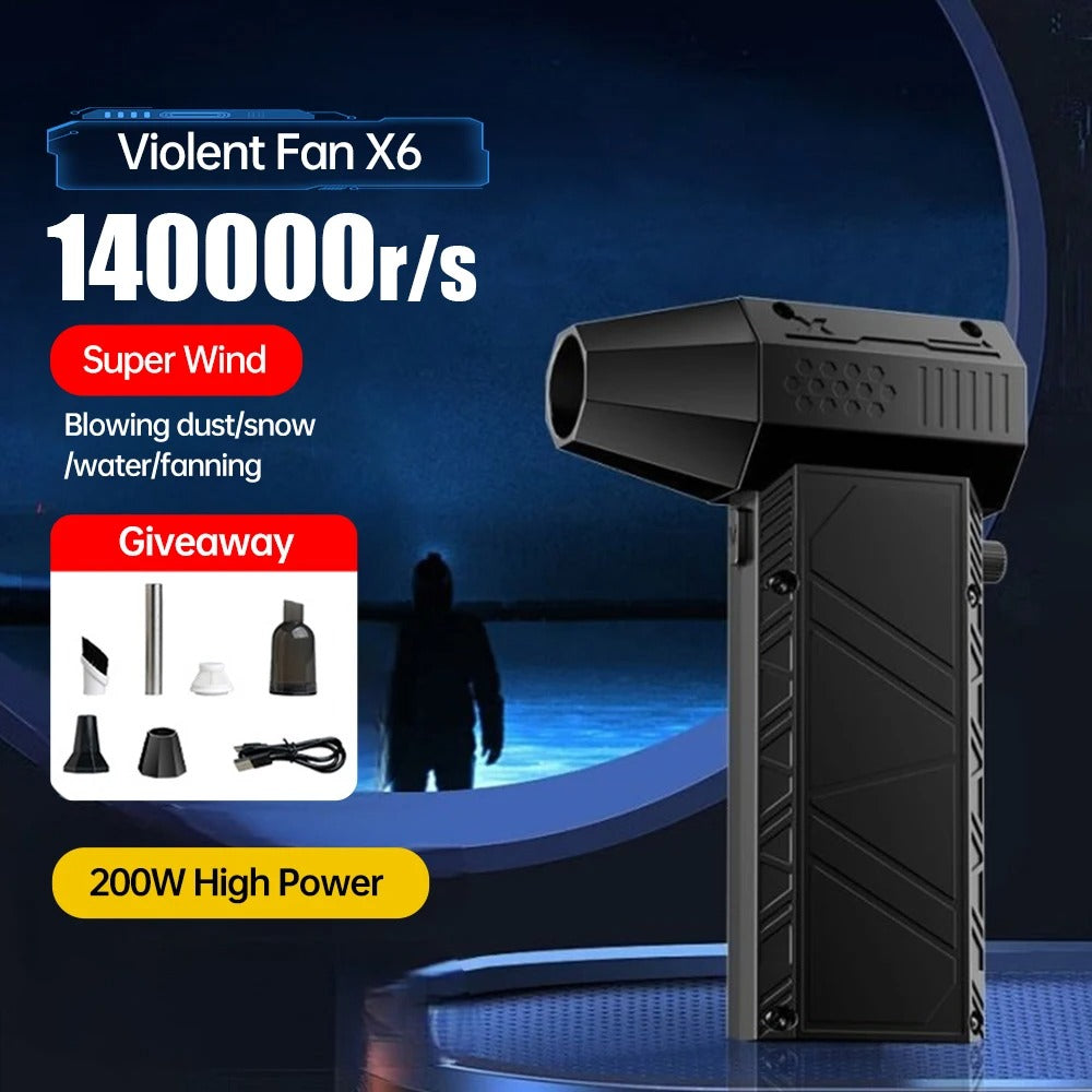 Aspiratore soffiatore ad alta potenza — Pulitore a getto turbo, batteria da 6000mAh