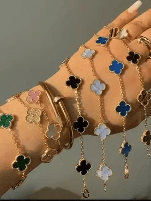 Liora Clover Charm Bracelet — Gold Plated Stainless Steel, Four Floral Charms