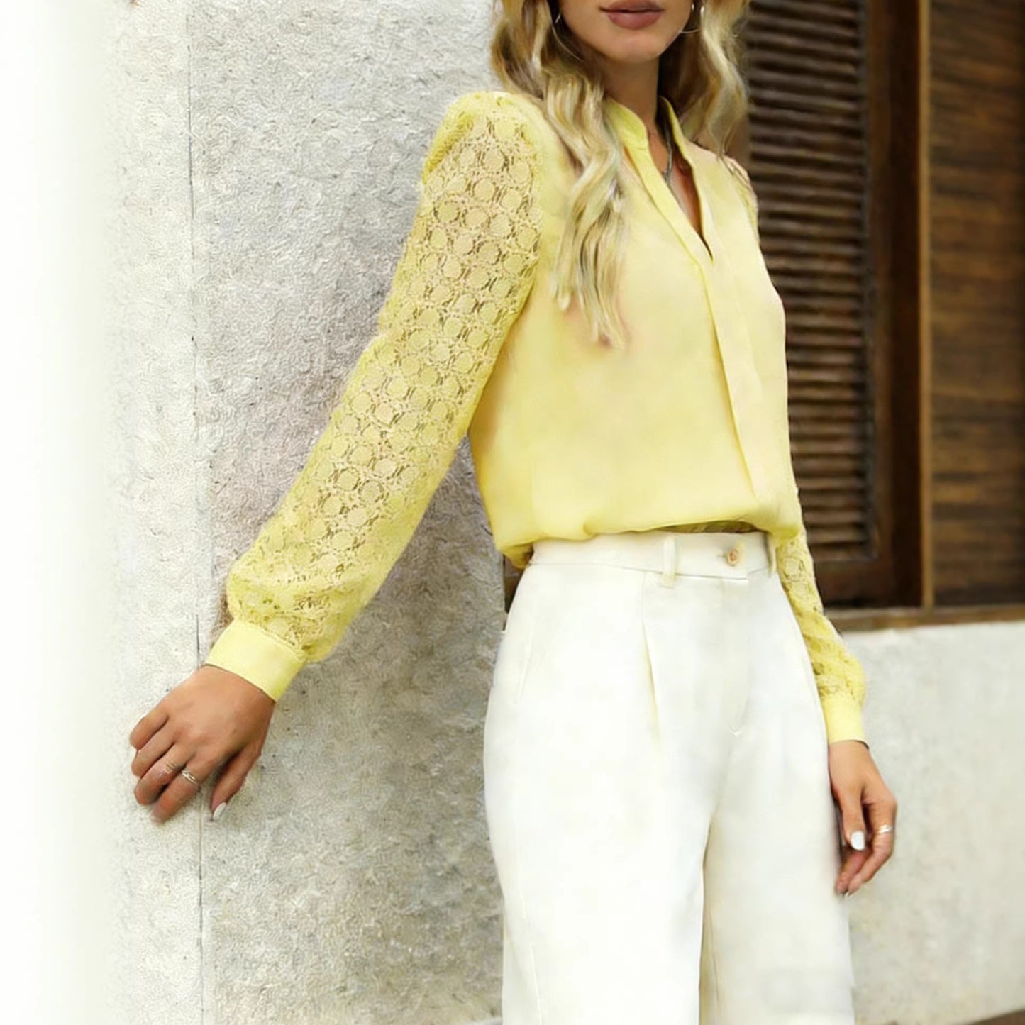 Blouse Sophistiquée à Manches Dentelle