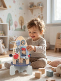 Wooden Space Rocket Baby Play Center — Vertical Activity Tower