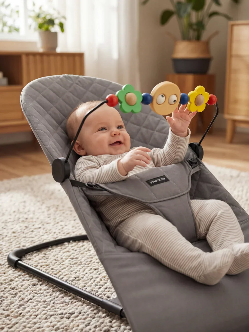 Collapsible Baby Bouncer Chair — Interactive Toy Arch Stand