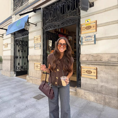 Gilet tricoté épais sans manches