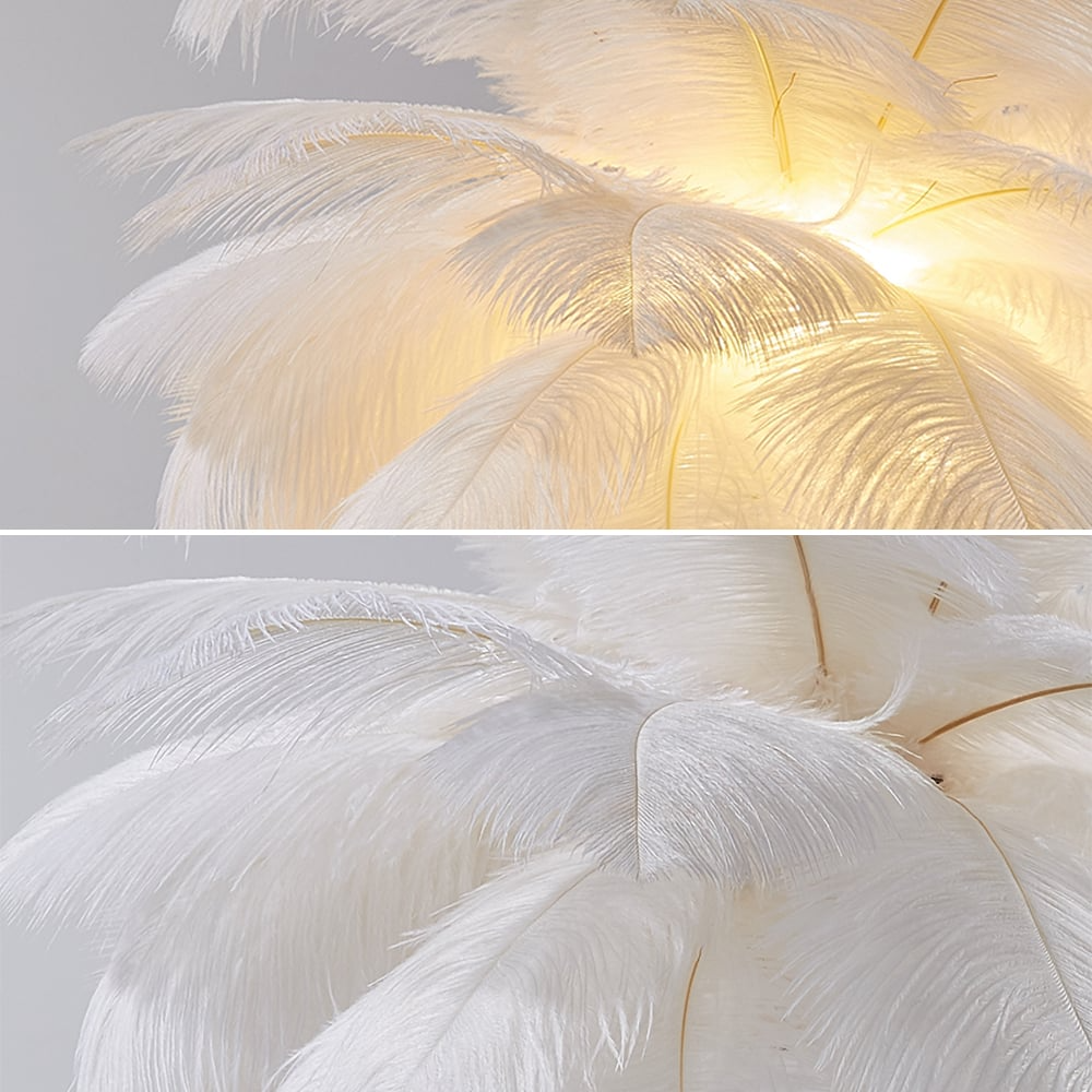 Loftus goldene Tischlampe mit Feder – Vintage-Glamour im Art-déco-Stil