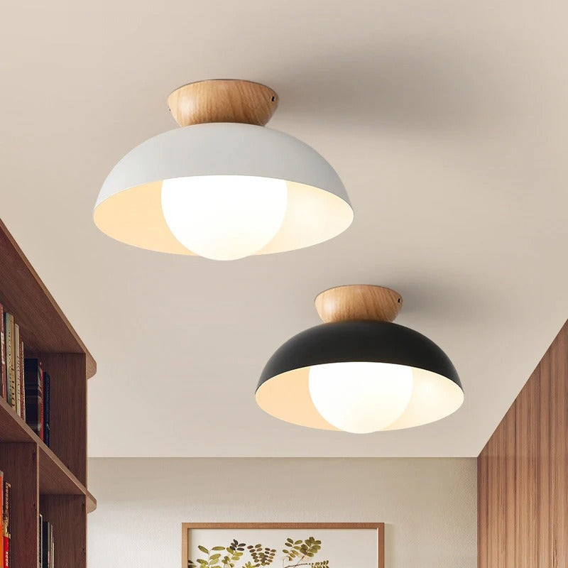 NordicLume Minimalist Ceiling Light With Wood Iron Finish