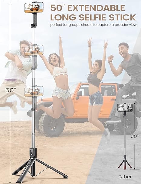 フィルライト付き6-in-1ワイヤレスBluetooth自撮り棒 | Filindra