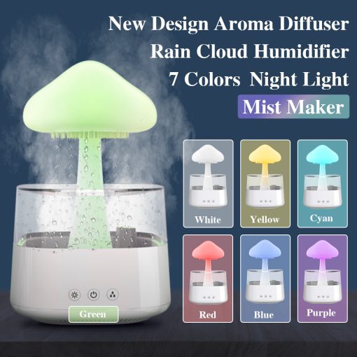 2-in-1 Desk Light Humidifier Rain Cloud Aromatherapy Essential Oil Zen Diffuser & Raining Cloud Night Light Mushroom Lamp | Filindra