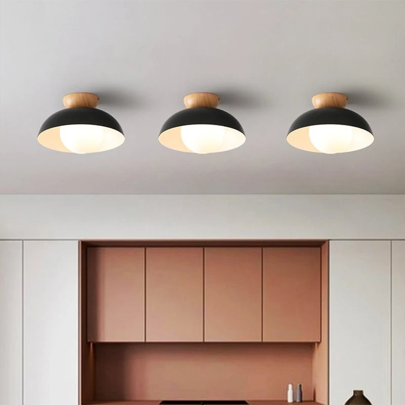 NordicLume Minimalist Ceiling Light With Wood Iron Finish
