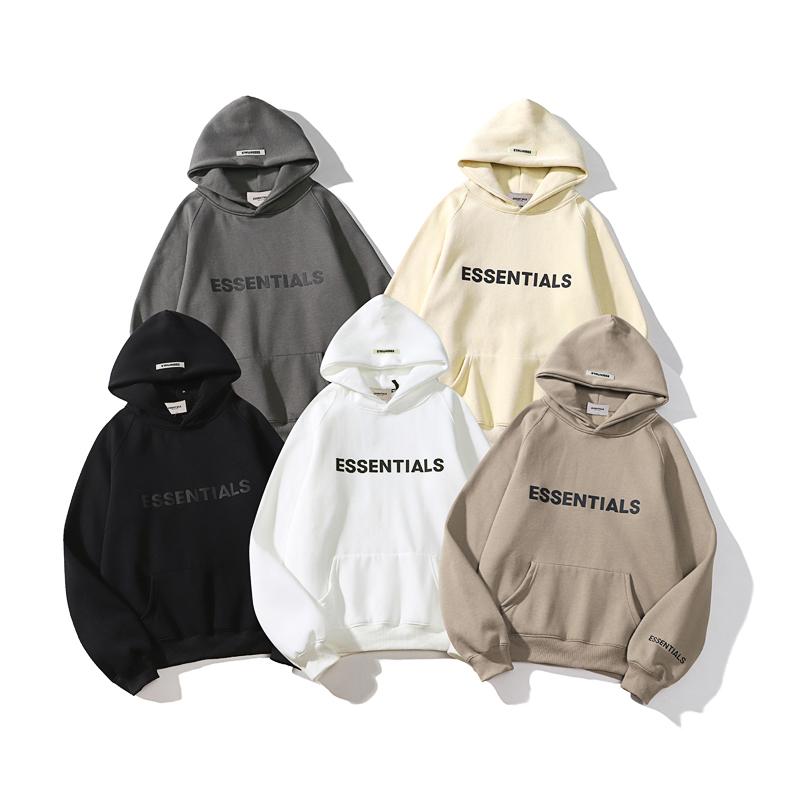 Fear Of God Essentials Hoodie — 100 % bomull, ultramjukt sweatshirtmaterial, känguruficka