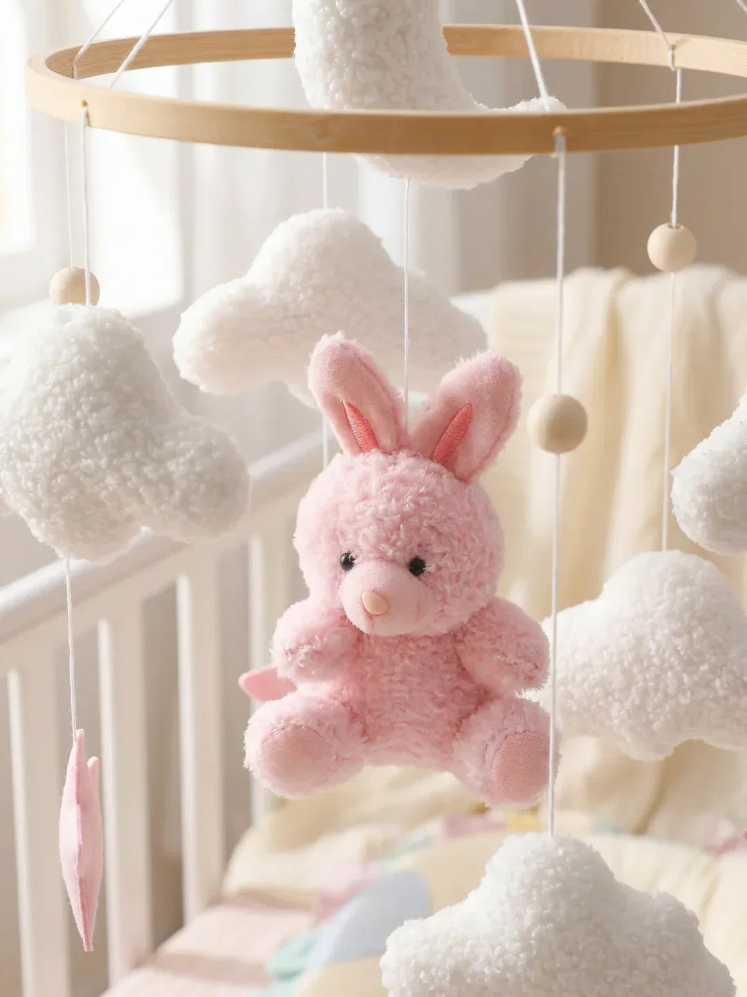 Wooden Baby Crib Mobile — Direct Arm Mount, Minimalist Design