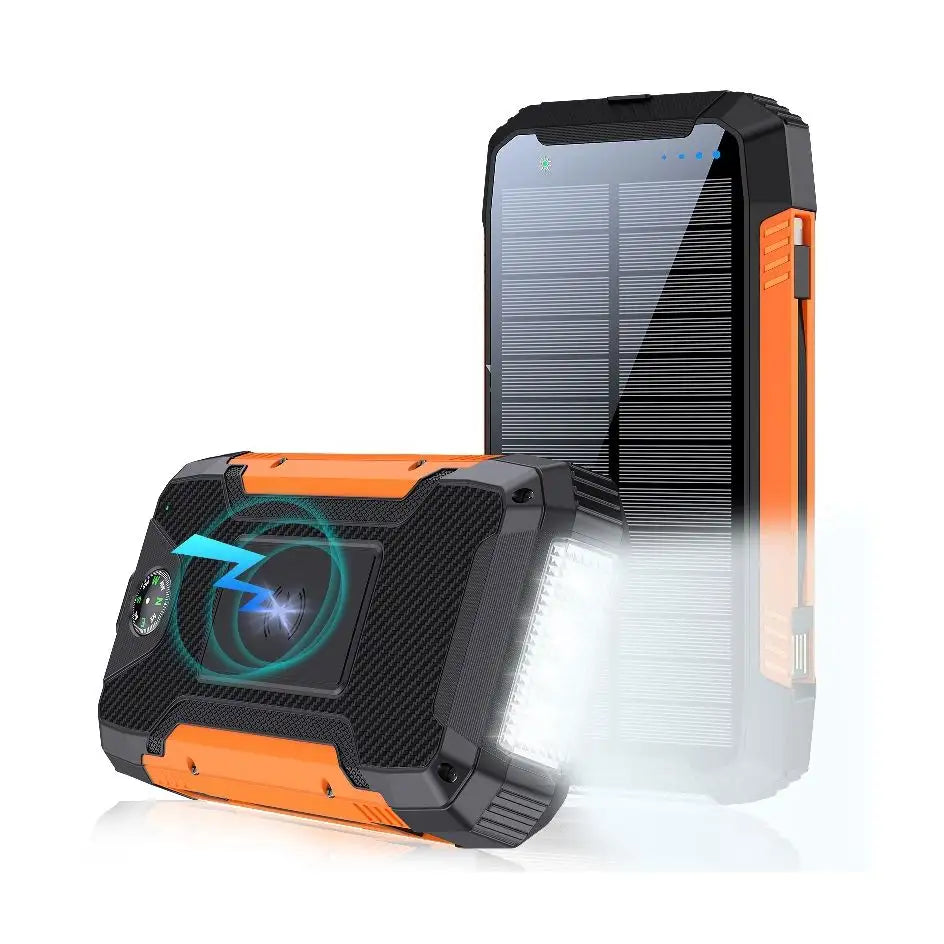 EclipseVolt portabel solcellsladdare på 30 000 mAh — vattentät design, dubbla USB-portar och Qi-trådlös laddningsplatta