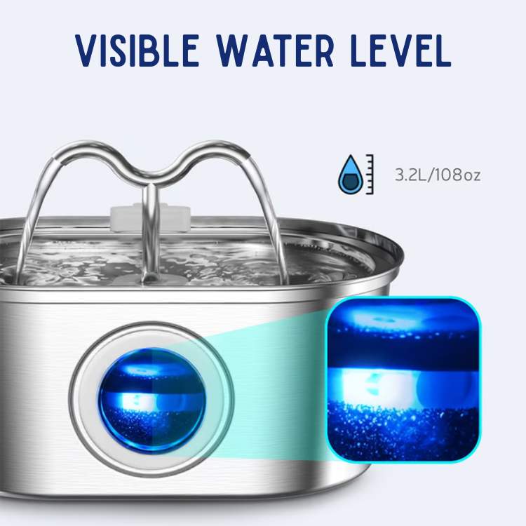 CalmStream roestvrijstalen drinkfontein voor huisdieren — stille pomp, systeem voor continue watercirculatie