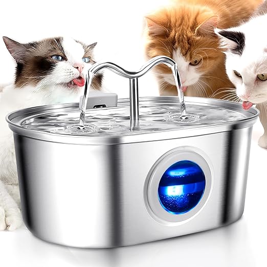 CalmStream roestvrijstalen drinkfontein voor huisdieren — stille pomp, systeem voor continue watercirculatie