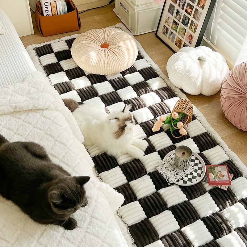 Vaskbar kæledyrsmåtte i chenille — blød, hyggelig seng til hunde og katte