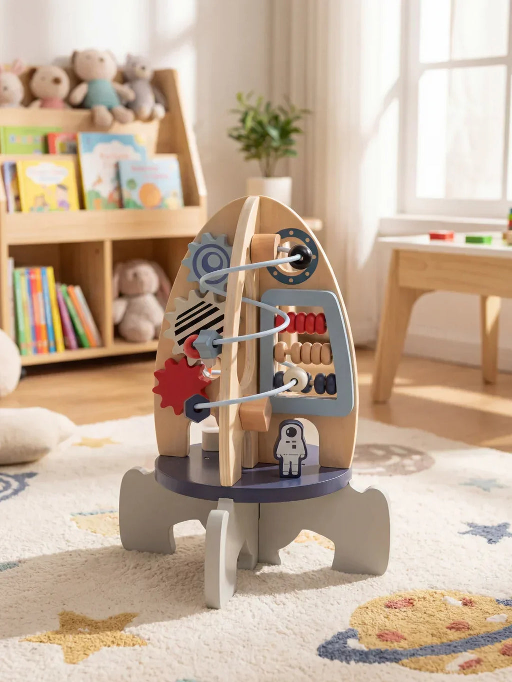 Wooden Space Rocket Baby Play Center — Vertical Activity Tower