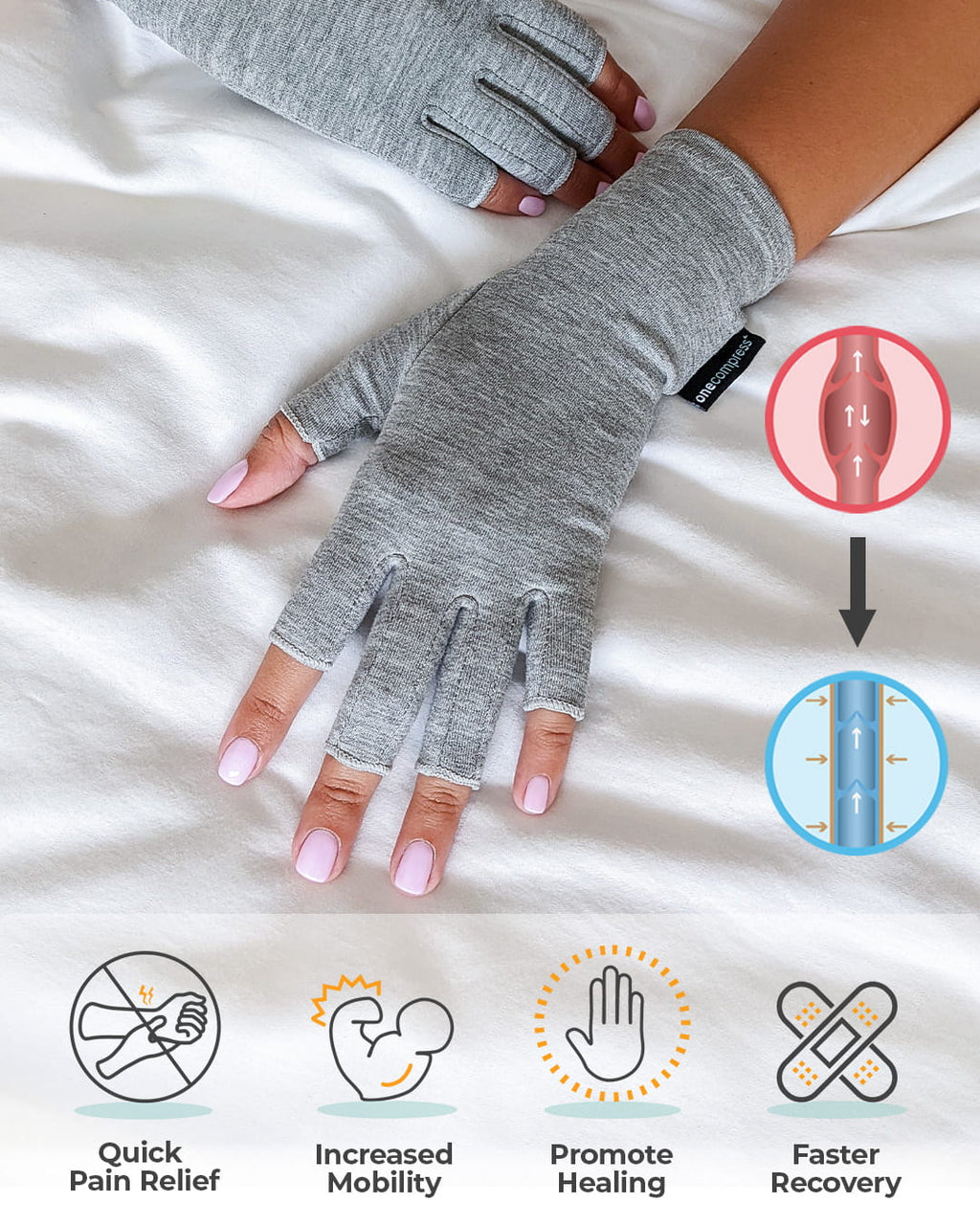 Moderate Compression Gloves — Gentle Hand Support, All-Day Comfort