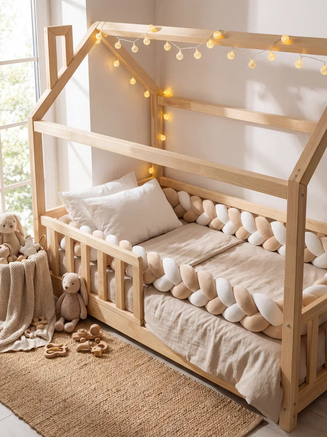 Two-Tone Braided Baby Crib Bumper — Premium Protection