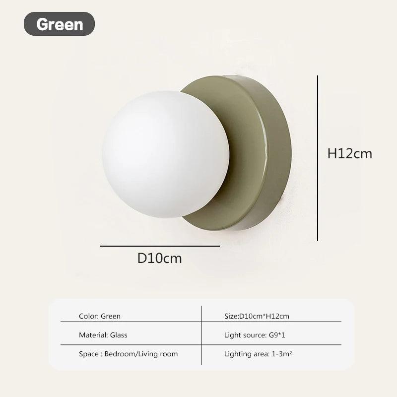 Scandinavische G9-wandlamp met glazen bolkap — minimalistisch bolontwerp